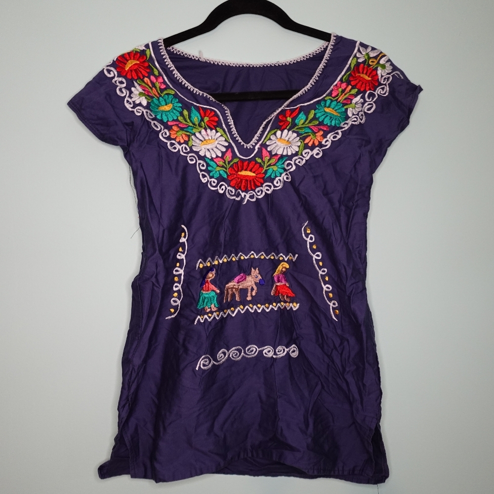 Girls Youth Mexican Embroidered Traditional Shirt